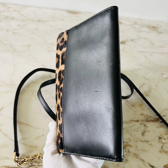 MICHAEL KORS Natalie Cheetah Natural HairCalf XL Wallet On A Chain Crossbody Bag - Picture 6 of 12